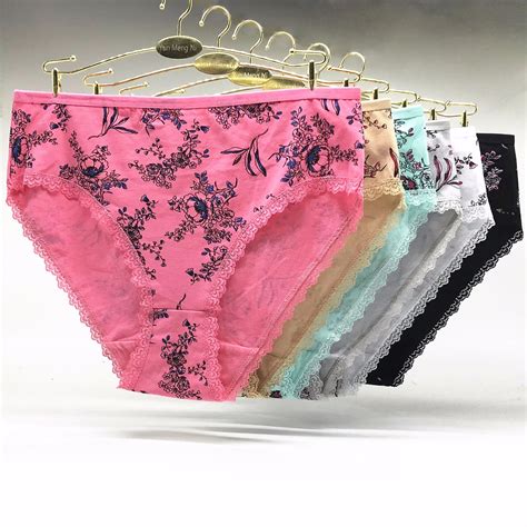 6pcs Pack 4xl Briefs Women Fashion Flower Printed Cotton Underwear Plus Size Mommy Panties In