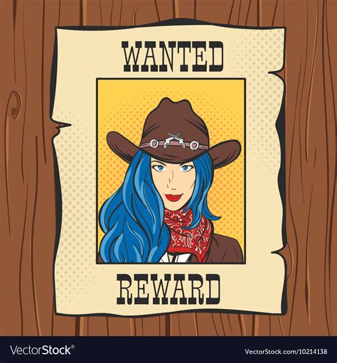Wanted Vintage Western Poster With Young Pretty Vector Image