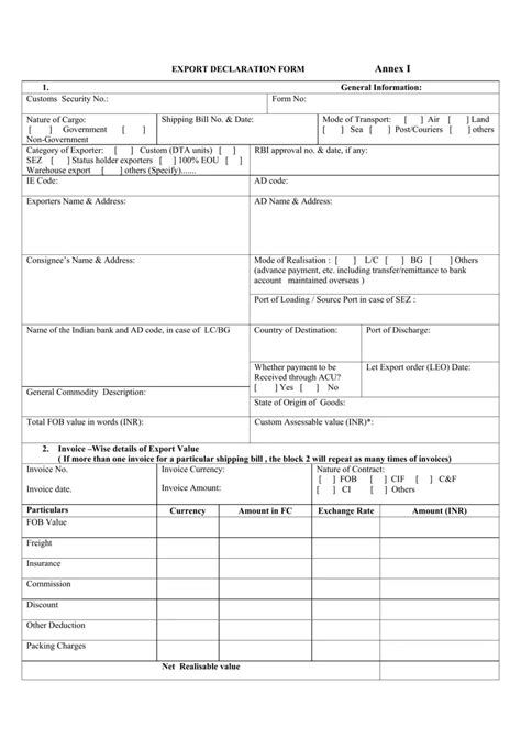 Export Decleration Form ≡ Fill Out Printable Pdf Forms Online