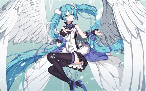 Online Crop Hatsune Miku Wings Twintails Angel Hd Wallpaper Wallpaper Flare