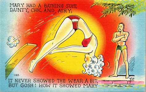 Vtg S Sexy Woman Girl Risque Bikini Artist Signed Fox Comic Linen Postcard Topics