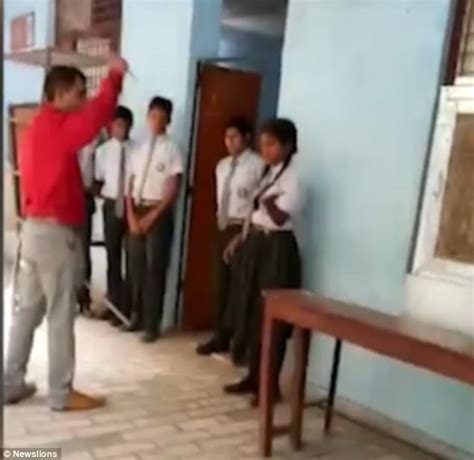 Indian Headmaster Beats Children Till He Breaks A Cane Daily Mail Online