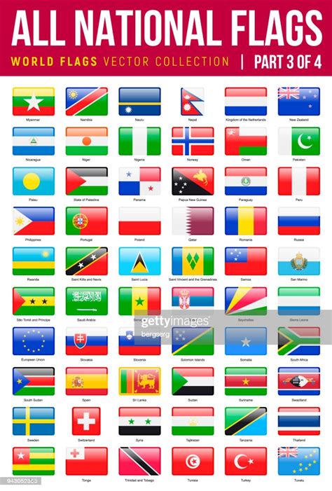 All World Flags Vector Rectangle Glossy Icons Part 3 Of 4 High Res
