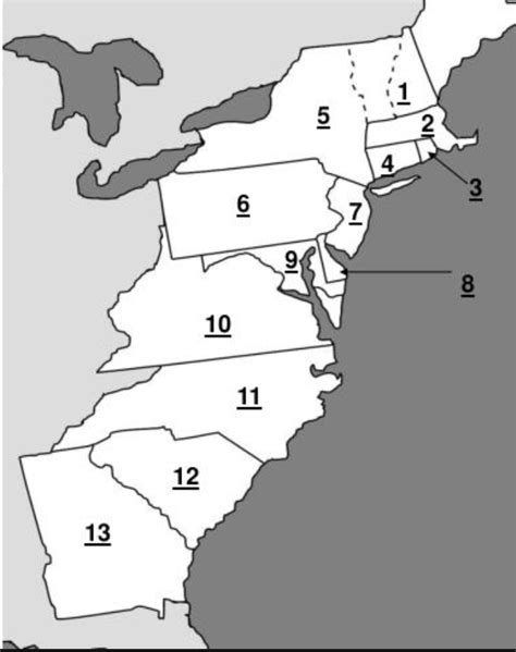 13 Colonies Map Diagram Quizlet