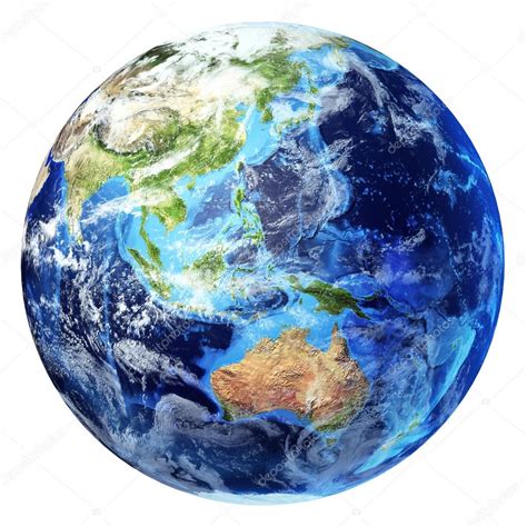 Earth Globe Realistic 3 D Rendering With Some Clouds Stock Photo By