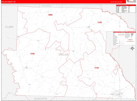Dallas County Ar Zip Code Wall Map Red Line Style By Marketmaps Mapsales