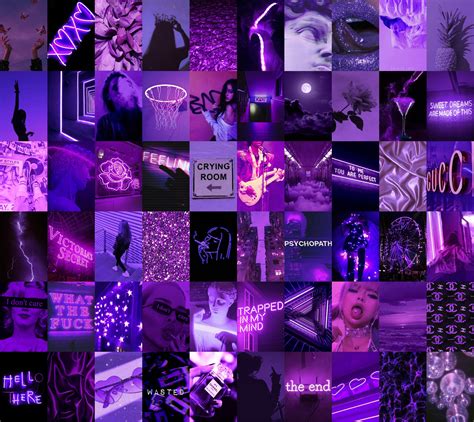 Boujee Purple Aesthetic Collage Kits Neon Collages Printable Etsy