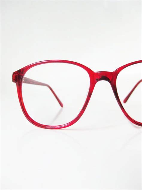 Bright Red Eyeglasses Vintage 1980s Womens Glasses Eyeglass Frames Optical Cherry Crimson