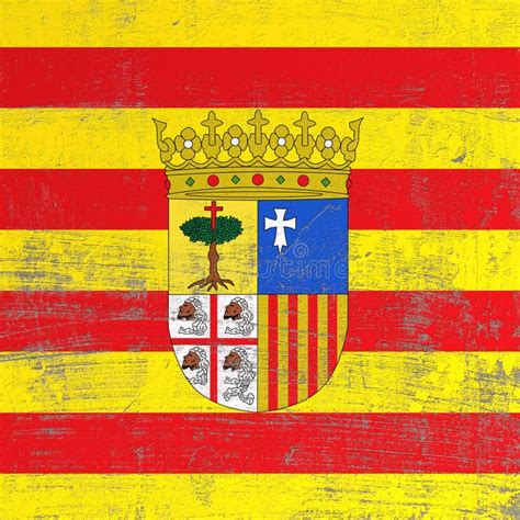 Gammal Aragon Flagga Stock Illustrationer Illustration Av Tappning