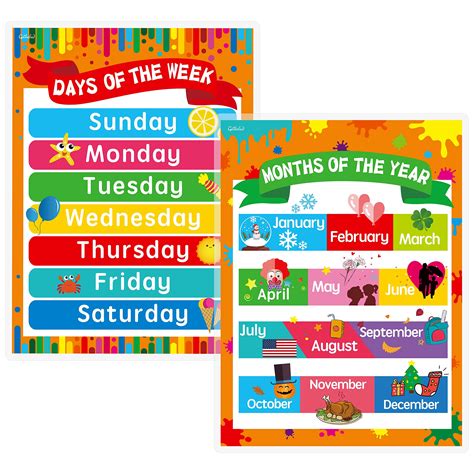 Buy Days Of The Week Months Of The Year Laminated S Get To Know The