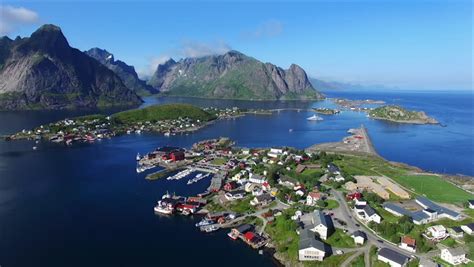 Breathtaking Aerial Footage Of Fishing Town Reine On Lofoten Islands In