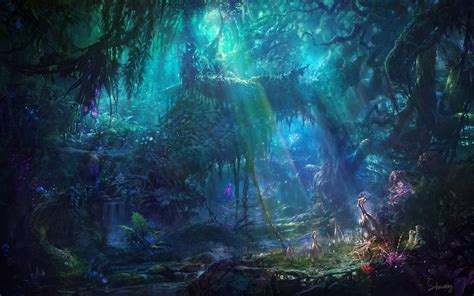 Free Download Hd Wallpaper Fantasy Forest Landscape Sunbeam