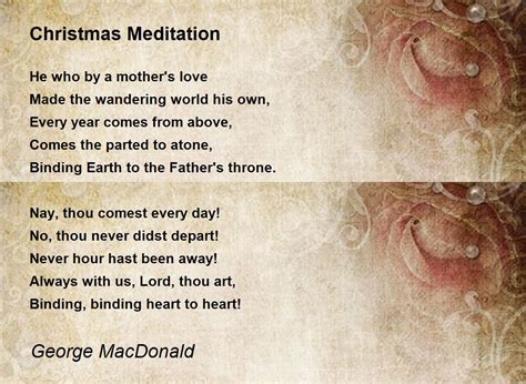 Christmas Meditation Poem By George Macdonald Poem Hunter
