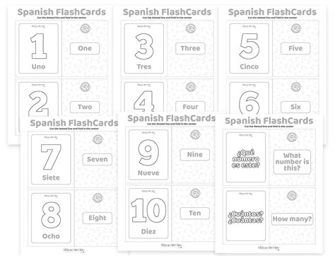 Easy And Fun Spanish Flash Cards Numbers 1 10 My Wonderful Baby