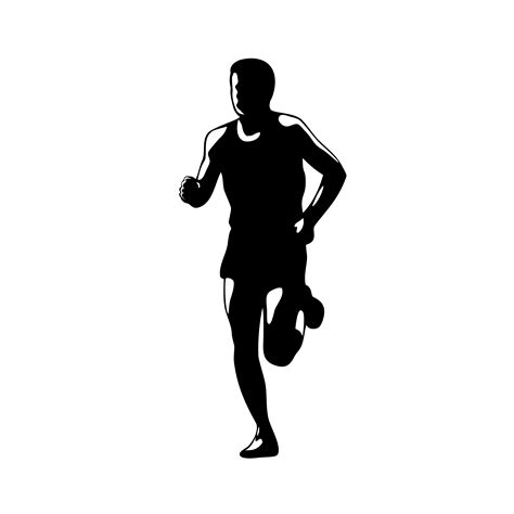 Marathon Runner Running Front Silhouette Retro Blakc And White 1917810