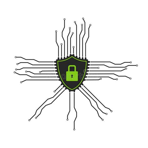 Cyber Security Icon Security Concept With A Padlock And A Points Stock