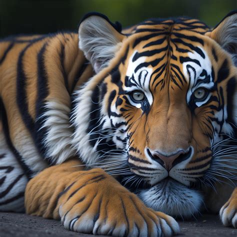 Premium AI Image Majestic Bengal Tiger Staring Intensely In Forest