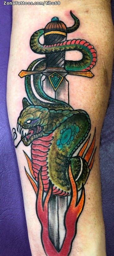 Tattoo Of Cobras Snakes Swords