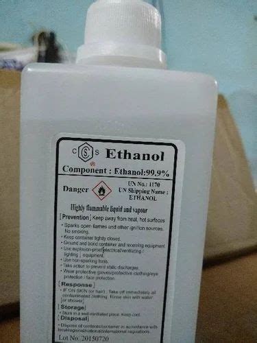 Liquid Ethanol Ethyl Alcohol Genuine Grade Standard Bio Tech And
