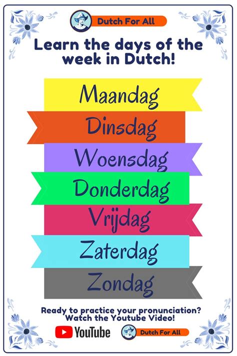 Learn The Days Of The Week In Dutch Dutch Words Dutch Language
