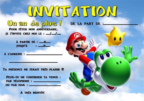 Carte Danniversaire Invitation Mario Best Of 5 Ou 12 Cartes Invitation