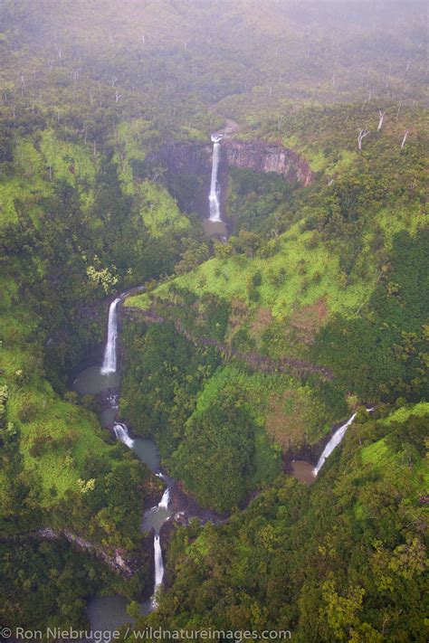 Aerial Of Waterfalls Kauai Hawaii Photos By Ron Niebrugge