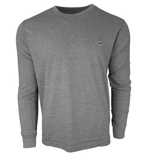 Lacoste Long Sleeve Crew T Shirt In Grey Intoto7 Menswear