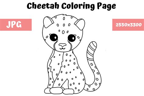Coloring Page For Kids Cheetah Graphic By Mybeautifulfiles Creative Fabrica