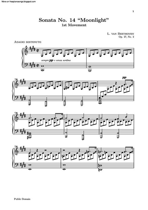 14 in c♯ minor, op. Moonlight Sonata free sheet music by Beethoven | Pianoshelf