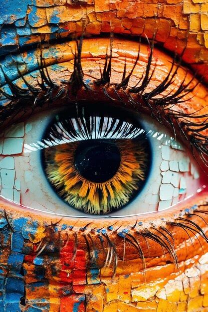 Premium Photo Painting Of A Close Up Of A Colorful Eye With A Blue