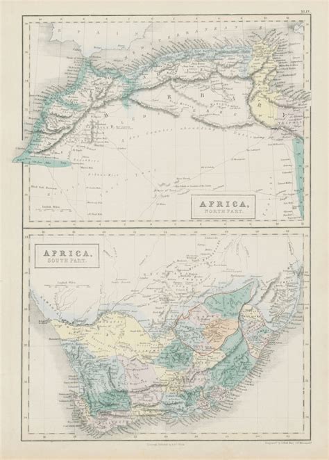 Northern Southern Africa Maghreb Orange River Sovereignty Hall Map
