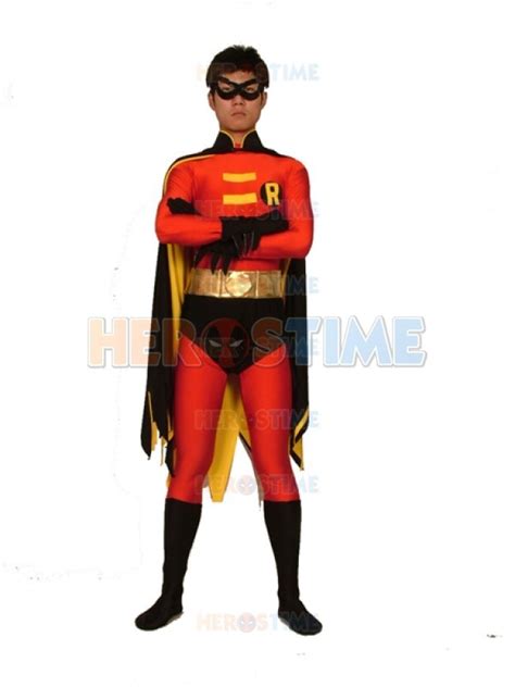 Red Robin Costume Batman Spandex Red Black Robin Cosplay Costume