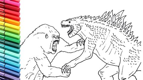 King kong coloring pages are a fun way for kids of all ages to develop creativity, focus, motor skills and color recognition. Drawing and Coloring King Kong VS Godzilla - How to Draw ...