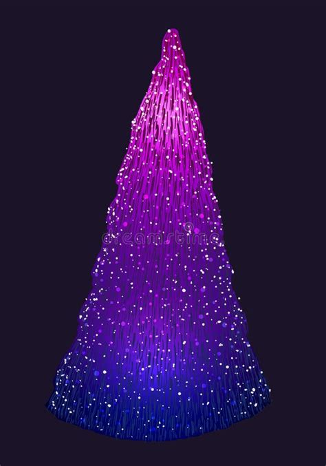 Vector Purple Blue Decorated Christmas Tree With Garlands Stock Vector