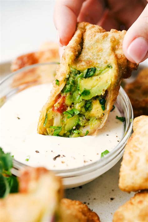 Place an egg roll wrapper on a flat surface. The Best Avocado Egg Rolls (Cheesecake Factory Copycat ...
