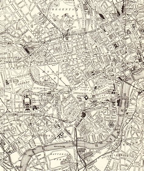 1923 Antique London Street Map Vintage City Map Of London England Black