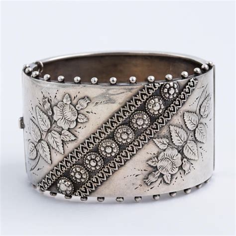 Antique Victorian Sterling Silver Bangle Cuff Bracelet At 1stdibs
