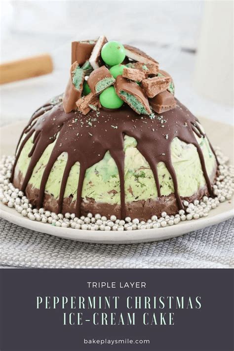 A Delicious Triple Layer Christmas Peppermint Ice Cream Cake Chocolate