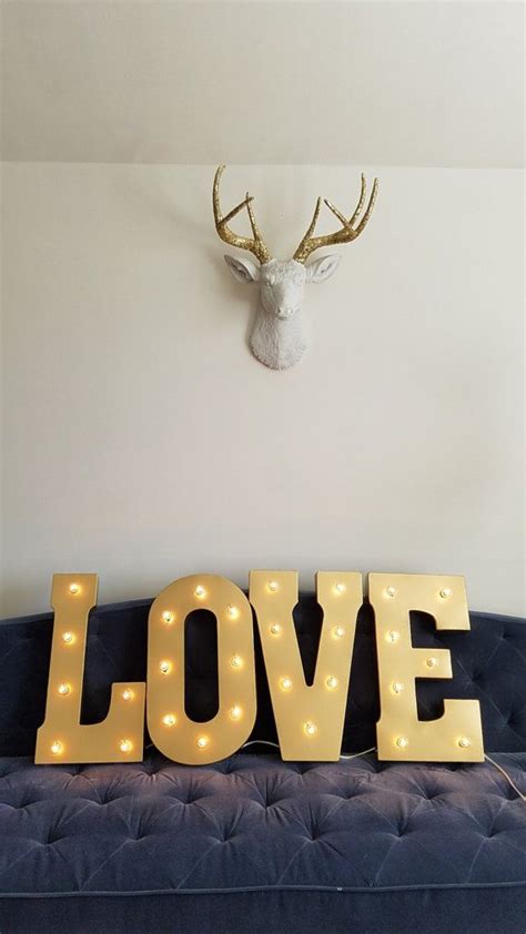 Love Gold Metal Light Up Plug In Letter Lights Marquee Wedding Etsy