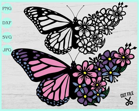 Butterfly svg Flower svg Floral Butterfly svg Layered | Etsy