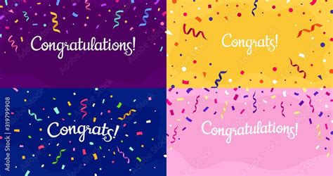 Congratulations Confetti Banner Congrats Card With Color Confetti