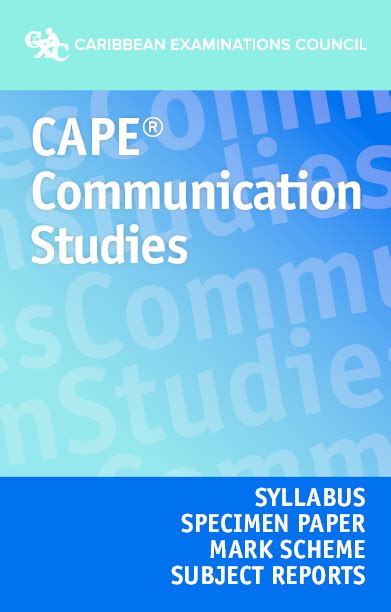 Pdf Cape Communication Studies Syllabus Specimen Paper Mark Scheme