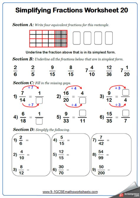 Fractions Worksheets Outstanding Maths Worksheets