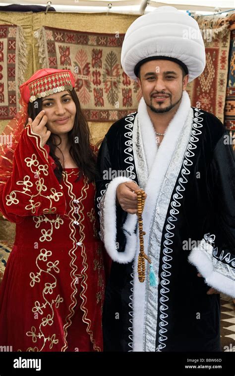 Young Turkish Couple Posing In Old Style Ottoman Turkish Outfit For The
