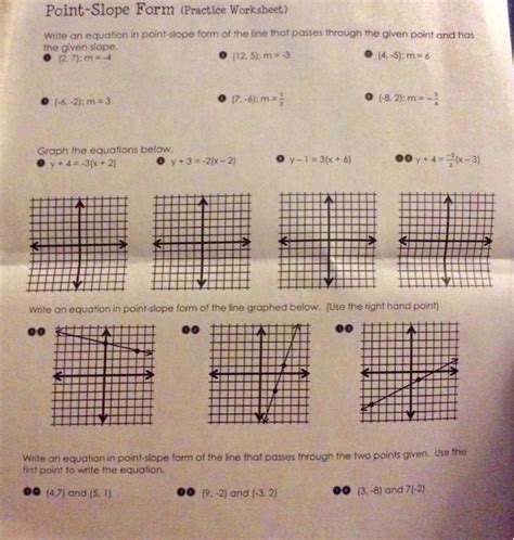 Point Slope Form Of Equation Of A Line Worksheets Worksheets Library