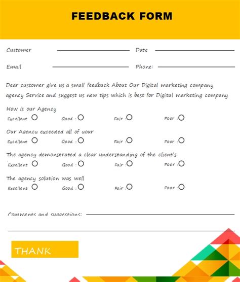10 Feedback Form Template Template Business Psd Excel Word Pdf