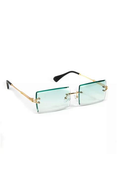 Vintage Retro Cartier Style Rectangle Glasses W Turquoise Tint Grailed