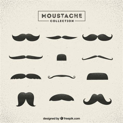 Several Vintage Mustaches Vector Free Download