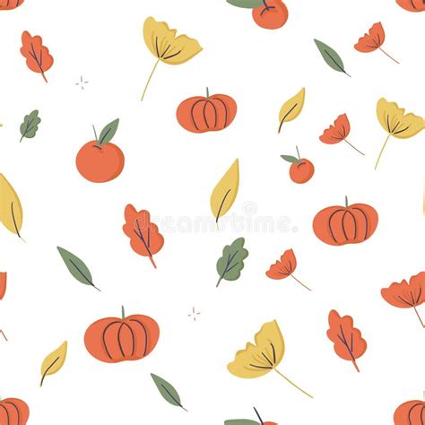 Autumn Cute Leaves Seamless Pattern Stock Vector Illustration Of