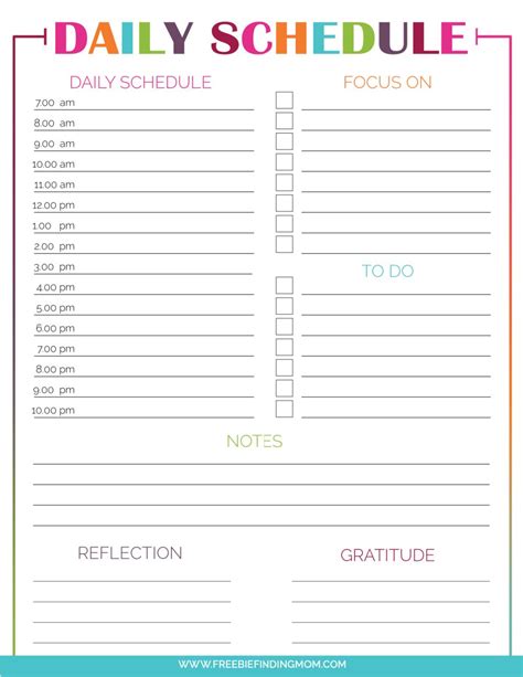 Pin On Example Printable Schedule Template 7 Best Wee